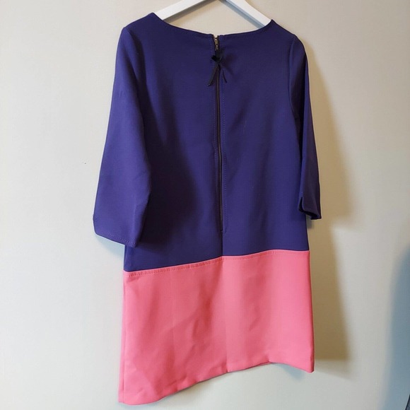 Loft Color Block Dress Purple Pink Size 8 Spring Shift Dress Large - Picture 3 of 7